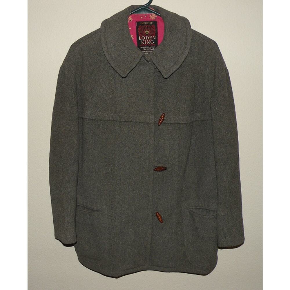 Vintage 60’s Loden King Women’s 14 Button Wool Coat Gray Water Repellent Germany